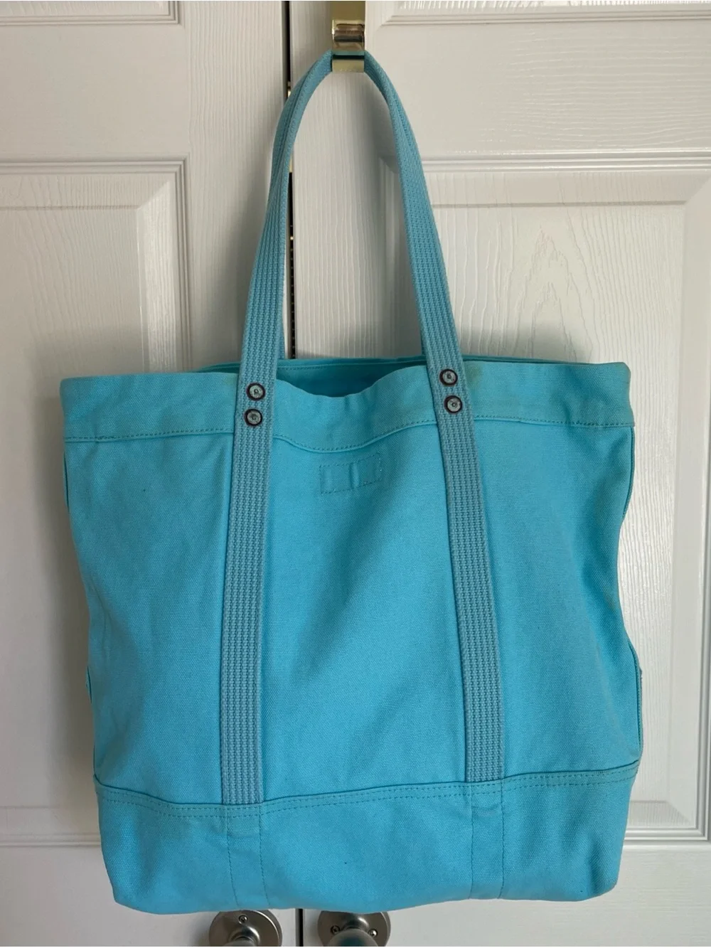 Polo Ralph Lauren  Light Blue Big Pony Zip Cotton Canvas Tote Bag RARE